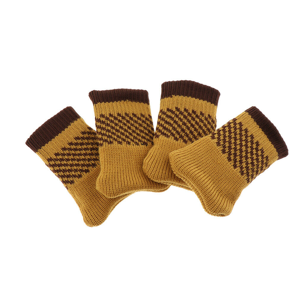 4pcs Knit  Socks Chair Leg Floor Protector Covers Wheat Yellow