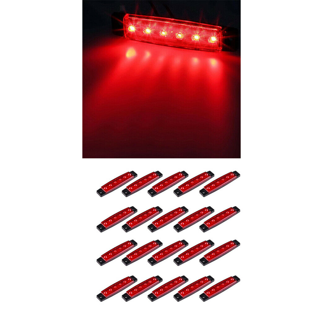 20pack 3.8" Amber 6-LED Side Marker Indicator Lamp Truck Vehicle 12V Red