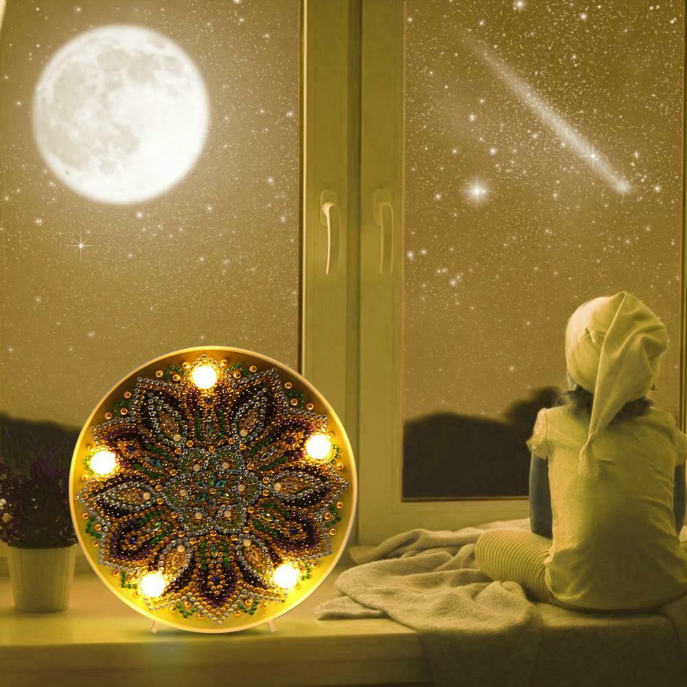 DIY Special Full Drill LED Diamond Painting Light Mandala Cross Stitch Lamp @