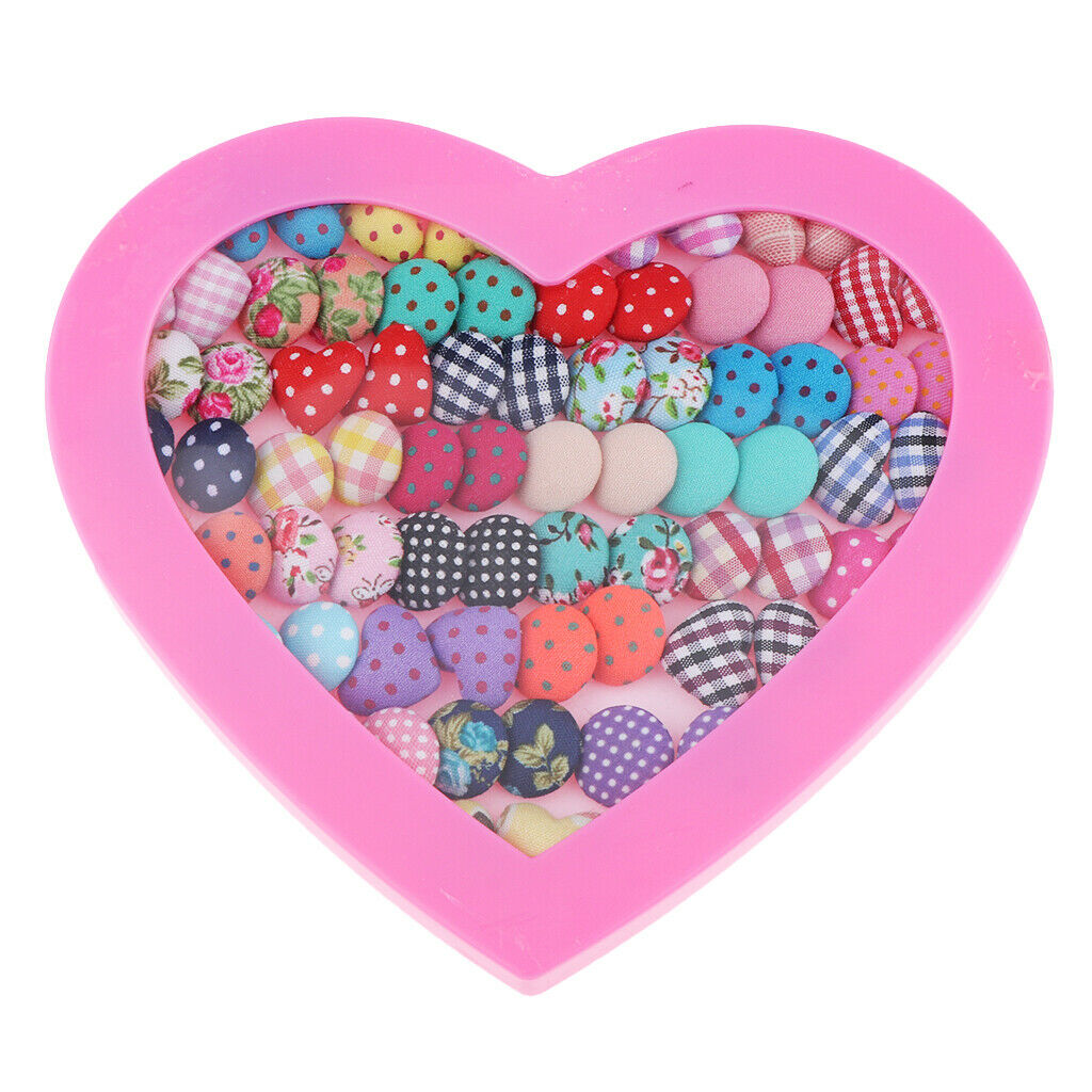 36 Pairs Of Mini Ear Studs Allergy Free Round Love Heart Earrings For