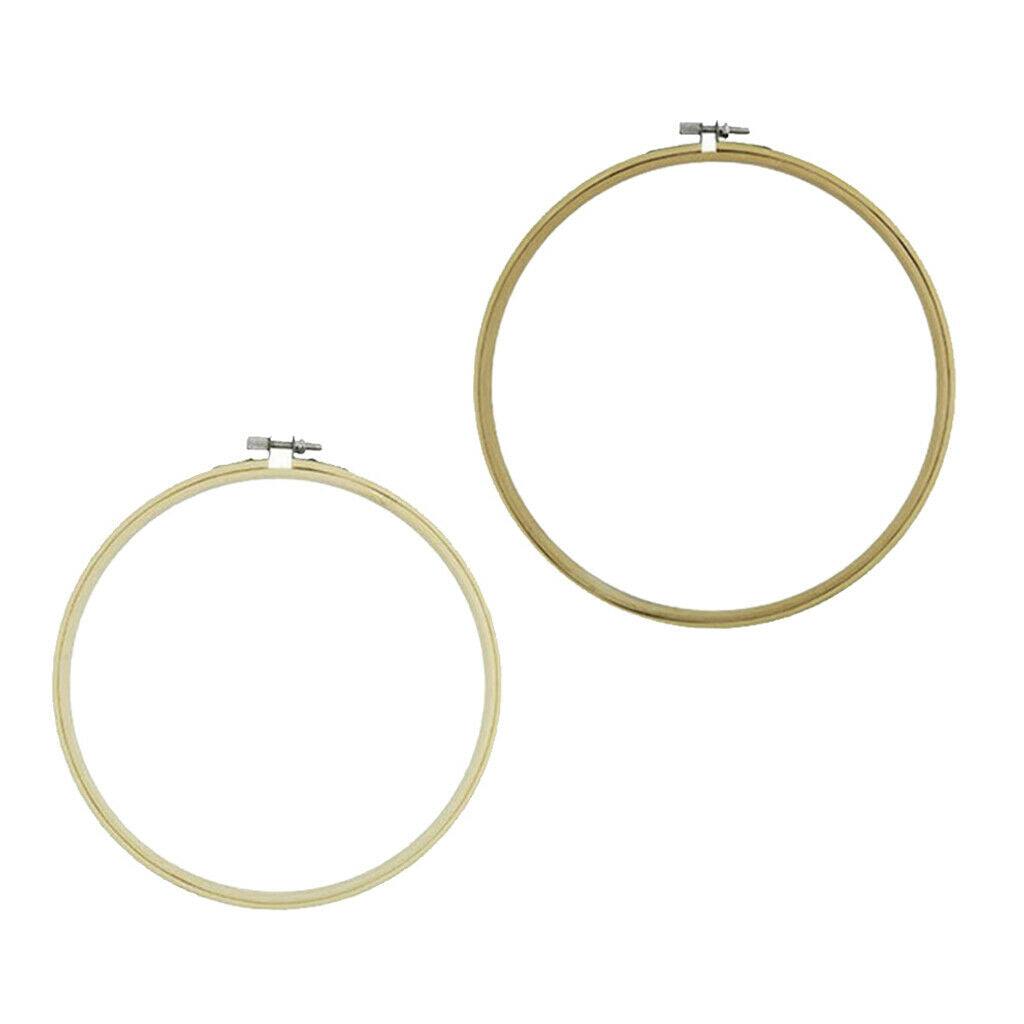 2Pcs Bamboo Embroidery Hoop Wooden Cross Stitch Frame Round DIY Needlework