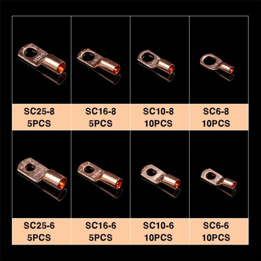 60X Copper Wire Ring Lug Terminal Connector + 328X Insulation Heat Shrink Tubing