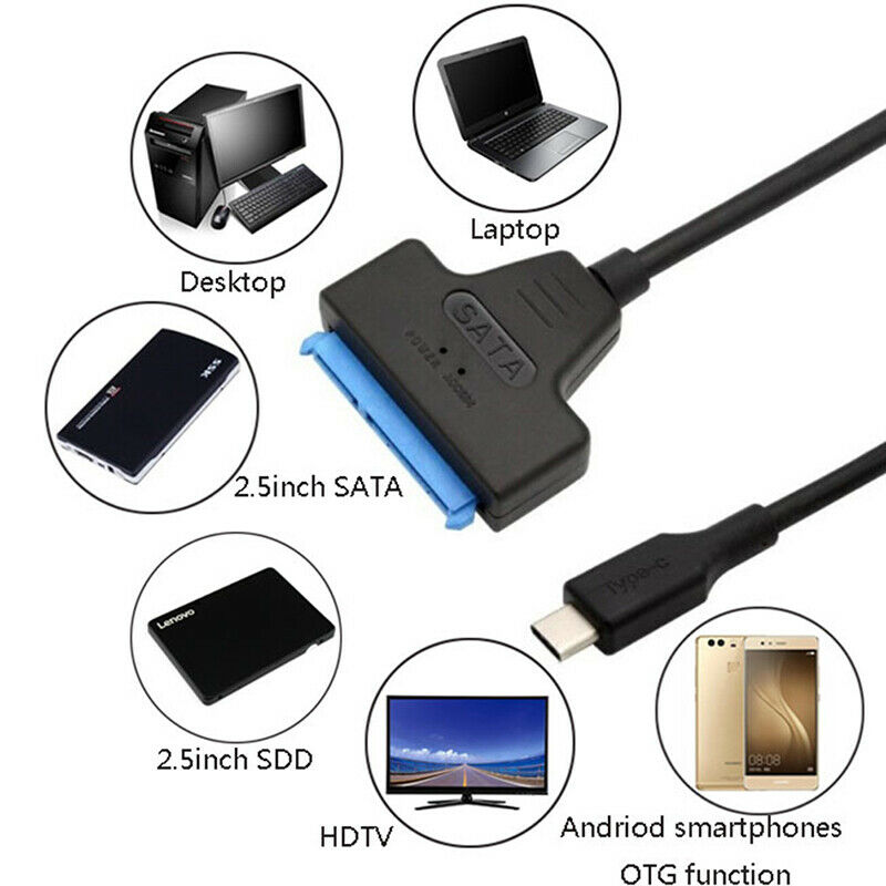 SATA to USB 3.1 Cable Adapter USB Type C SATA Converter for 2.5'' HDD/SSDJCAU Lt