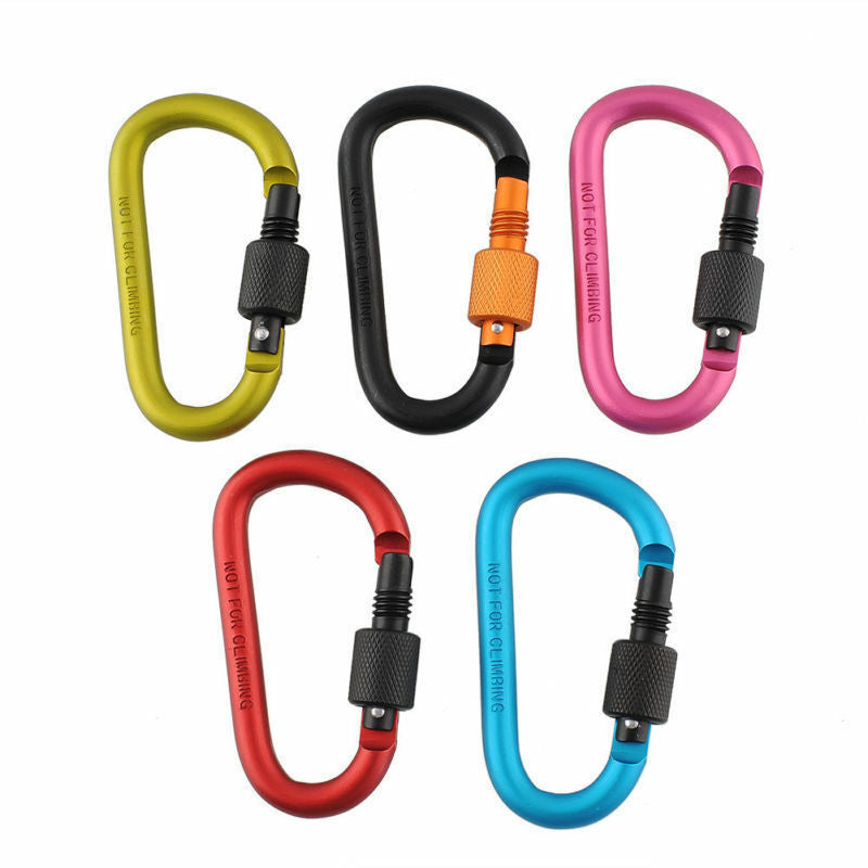 5PCS/ Set Aluminum Carabiner Keyring D-Ring Key Chain Clip Snap Hook Karabiners