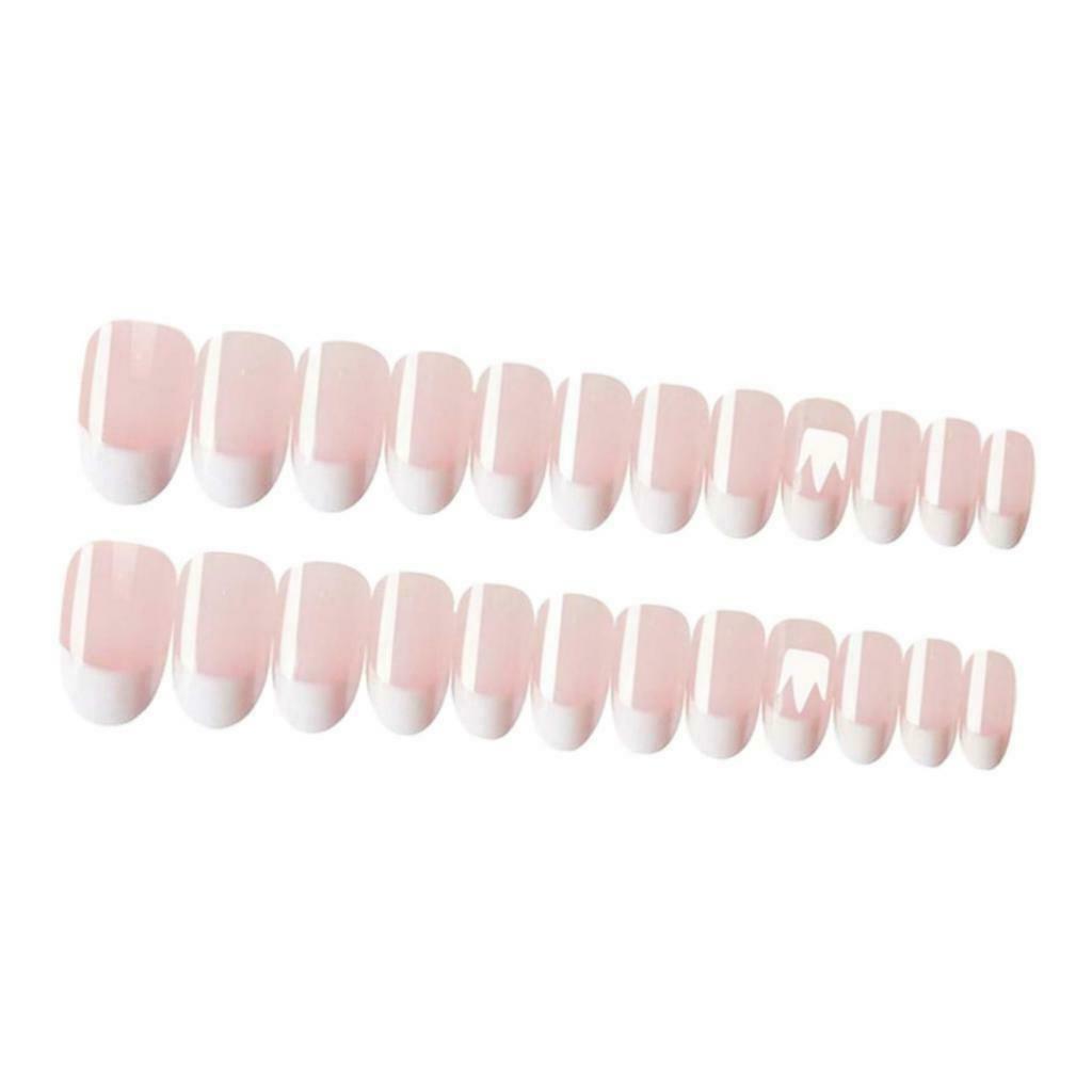 24 Pieces Natural Oval Head Round Full Cover False Nails Tips Finger Tips