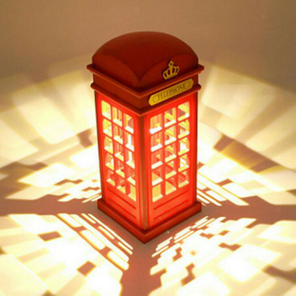 LED Bedside Lamp USB Phone Booth Shape Night Light Table Lamp
