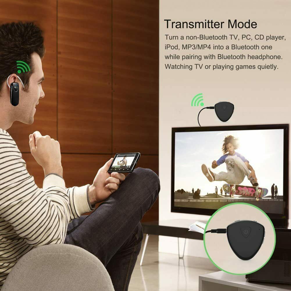 Bluetooth 5.0 Receiver Transmitter 3.5mm AUX Stereo For TV PC Headphone Speaker