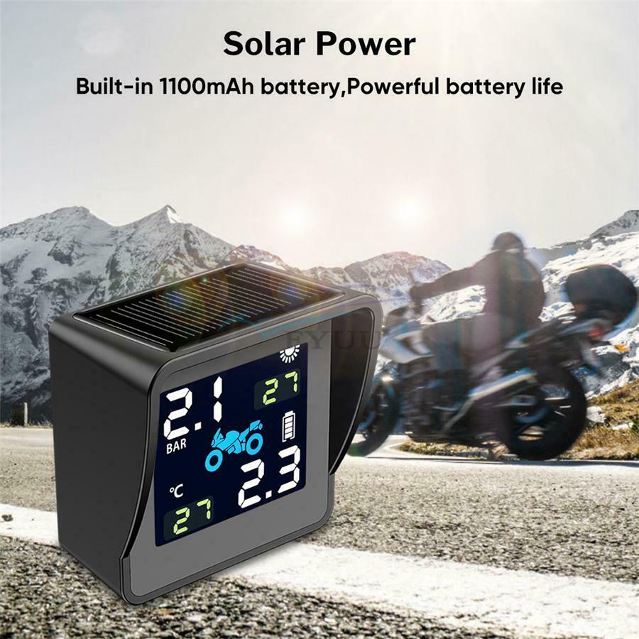 1100mAh USB Solar LCD Display Motorcycle Tire Pressure Real-time Monitor System