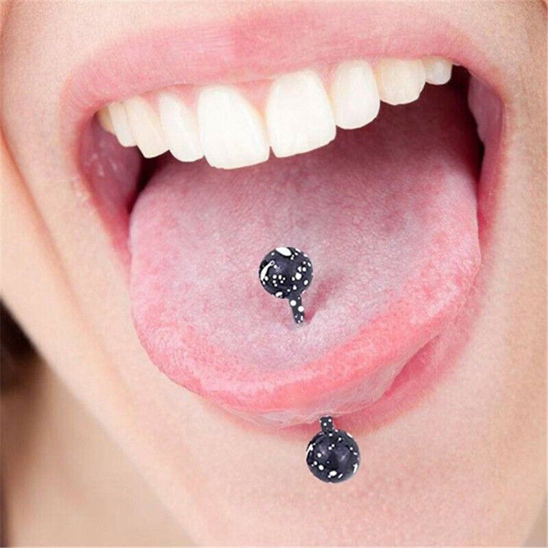 8PCS/Set Mix Colorful Stainless Steel Ball Tongue Bar Ring Body Piercing J.l8