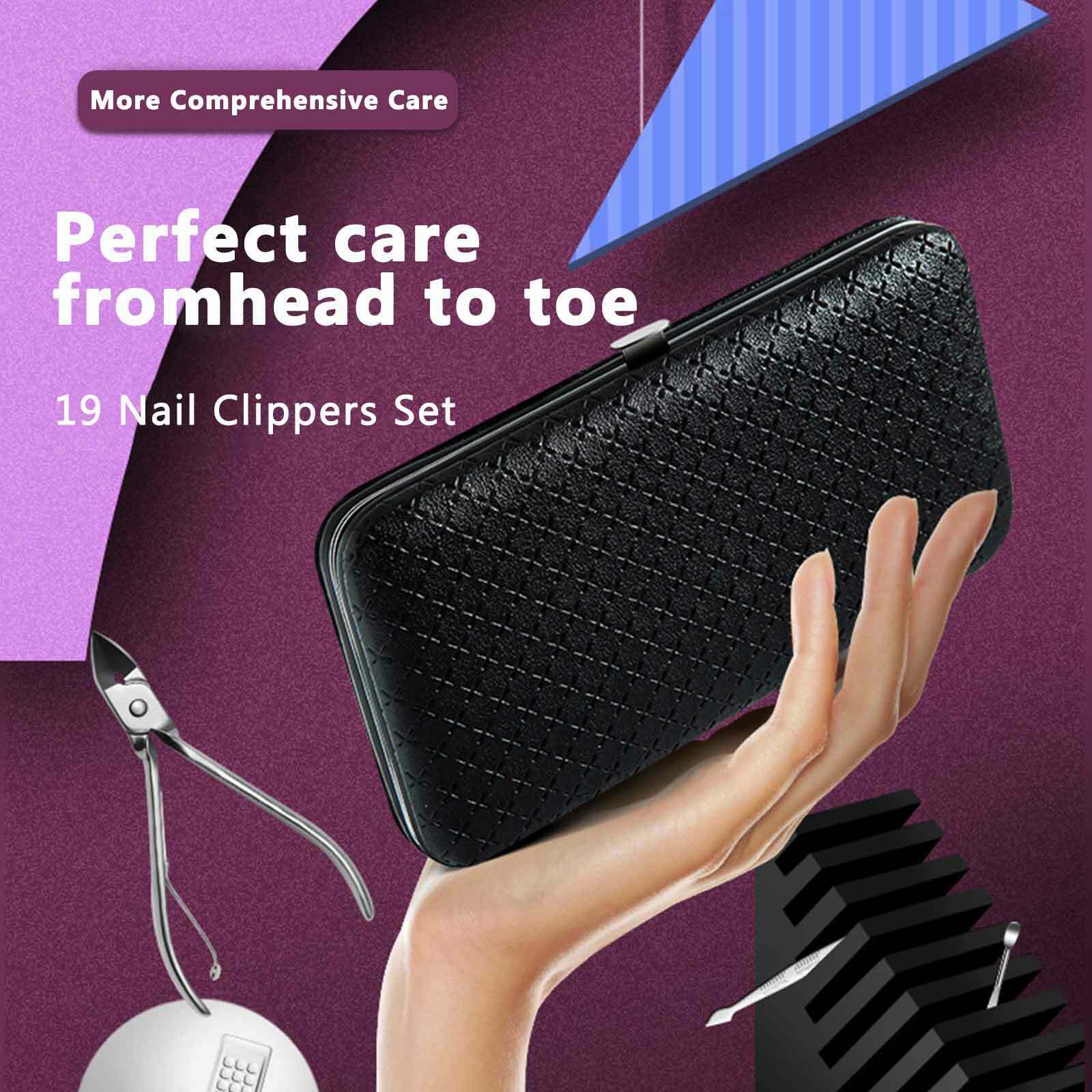 19Pcs Pedicure And Manicure Cleaner Nail Clippers Stainless Steel Beauty Set GY