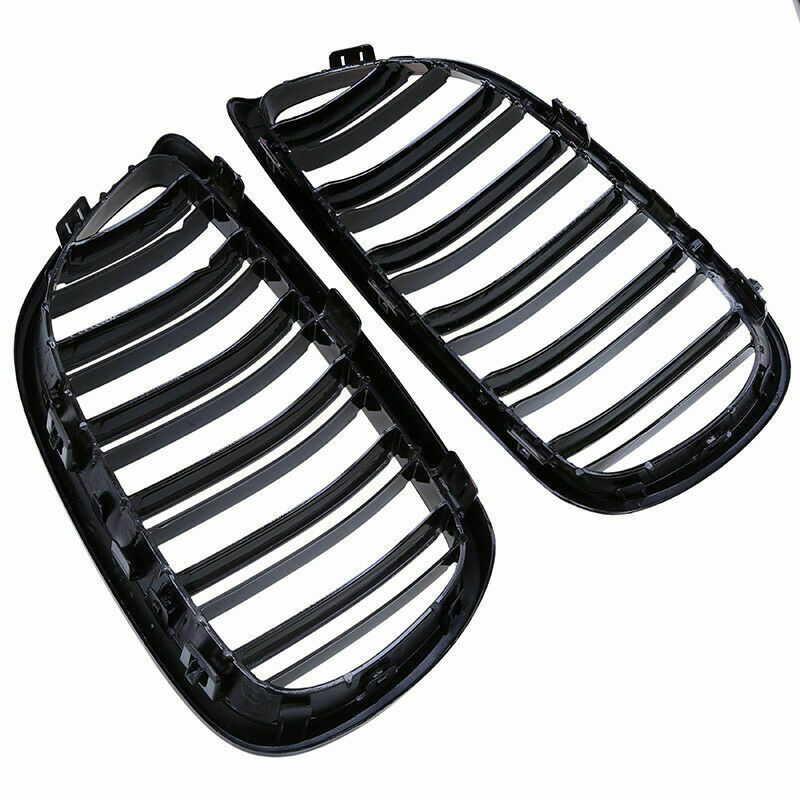 For BMW E90 E92 E93 328i 335i M3 2007-2011 Kidney Grille Gloss Black Dual Slat