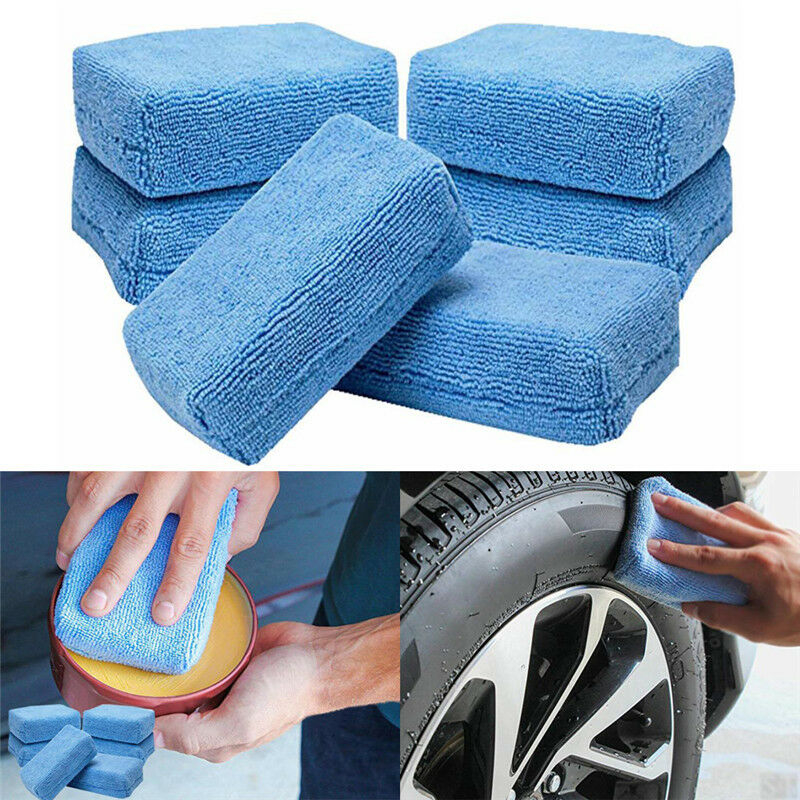 5xCar Microfiber Applicators Sponges Cloths Microfibre Hand Wax Polishing Pad CH