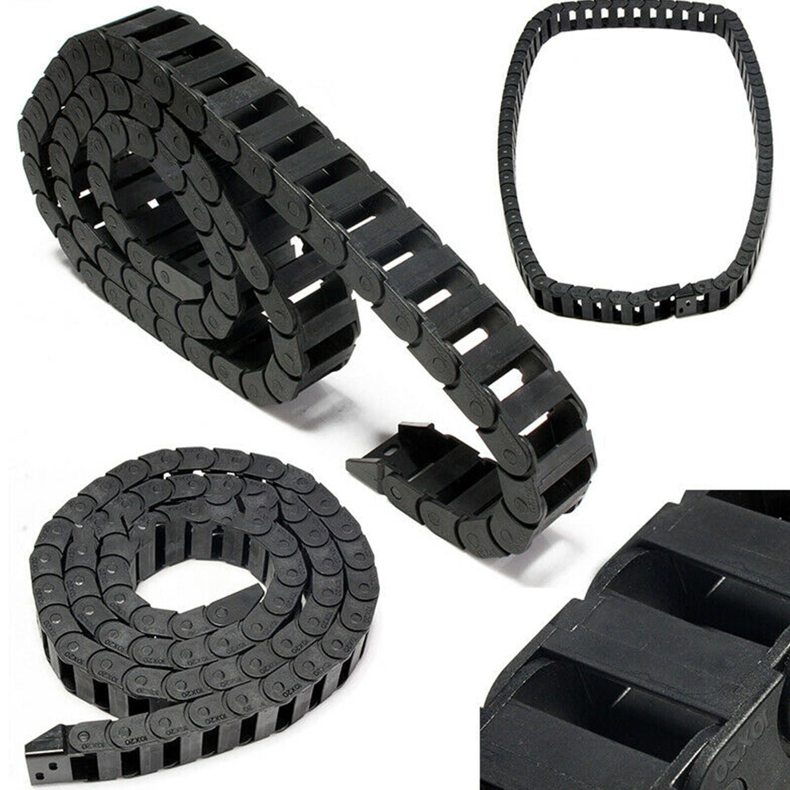 1M 1000mm (40") R28 Black Long Nylon Cable Drag Chain Wire Carrier 10x20mm