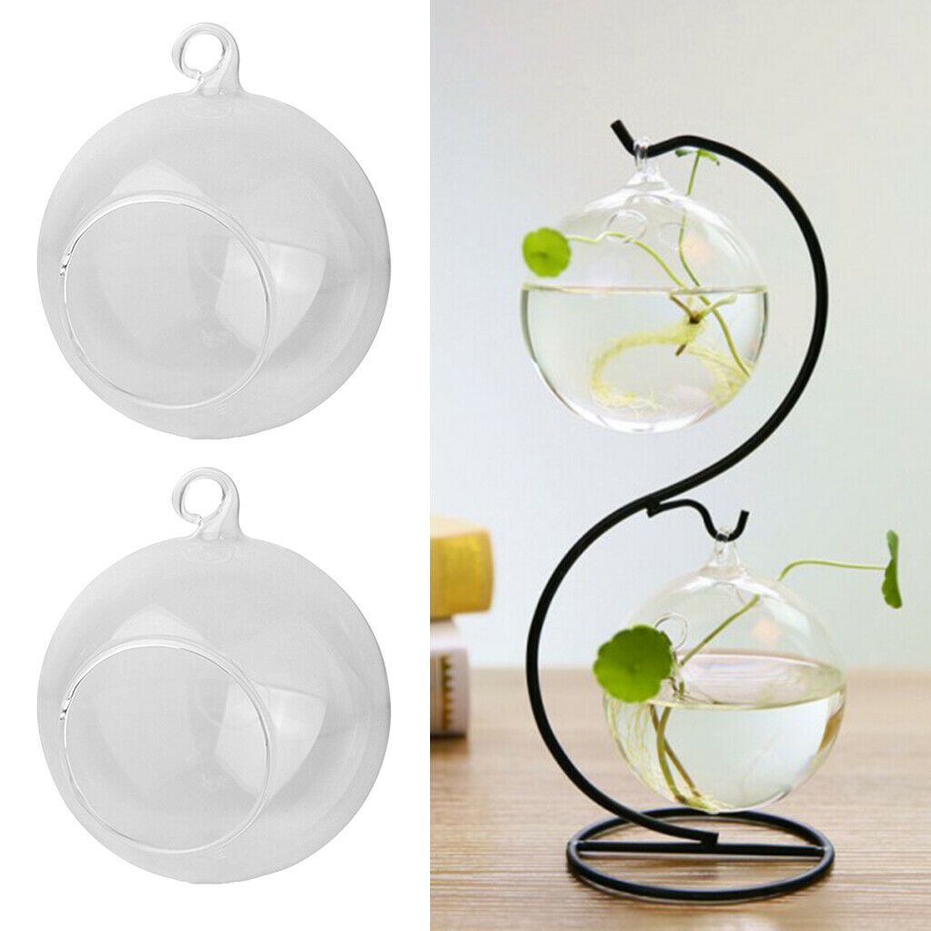 2x Hanging Glass Plant Flower Pot Terrarium Bottle Vase Tealight Holder for Home
