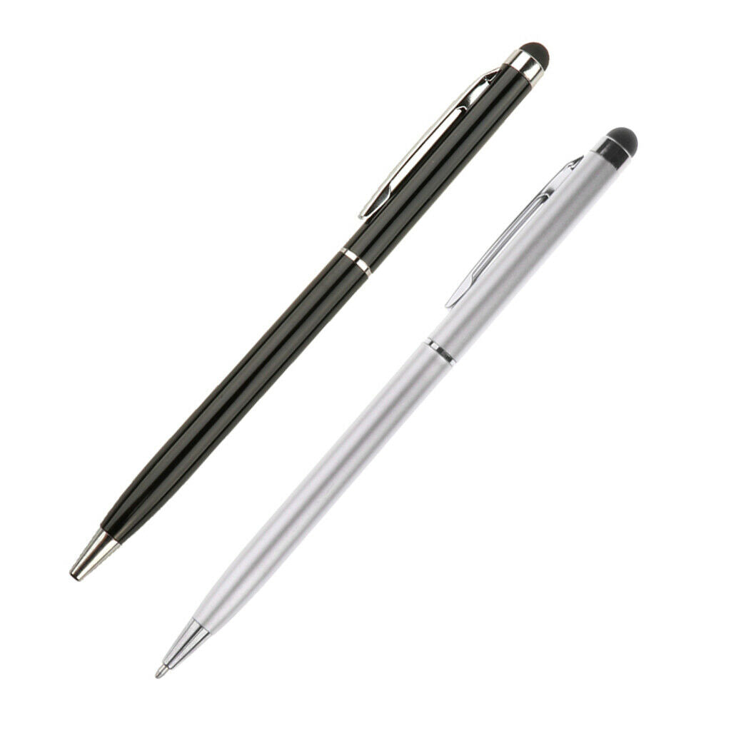 2Pcs 2in1 Ballpoint Pen Fine Touch Screen Tip Stylus Pen Capacitive Touch Screen