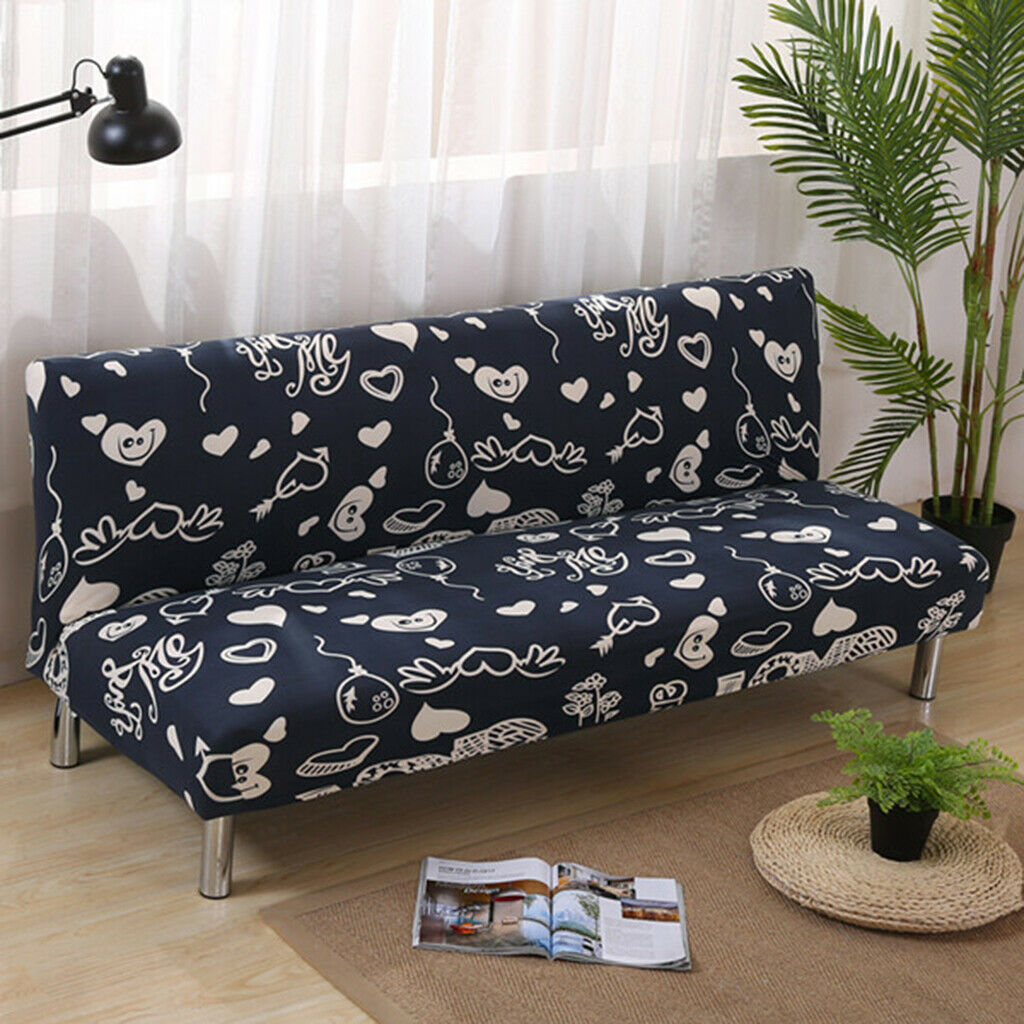 Universal 3-Seat Sofa Covers Armless Settee Couch Protector Elastic Throw Love