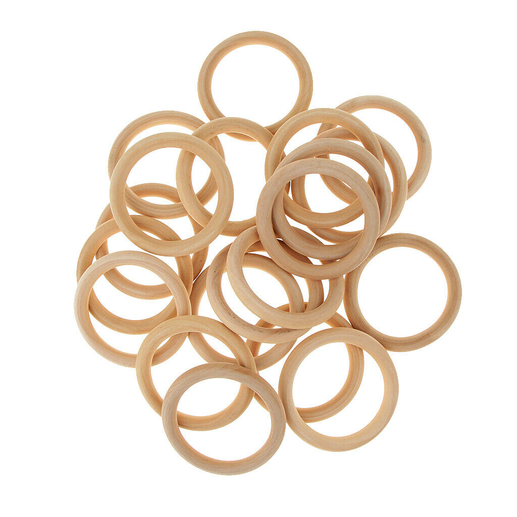 20Pcs Natural Wooden Rings for Craft Pendant Connectors Jewelry Making 80mm