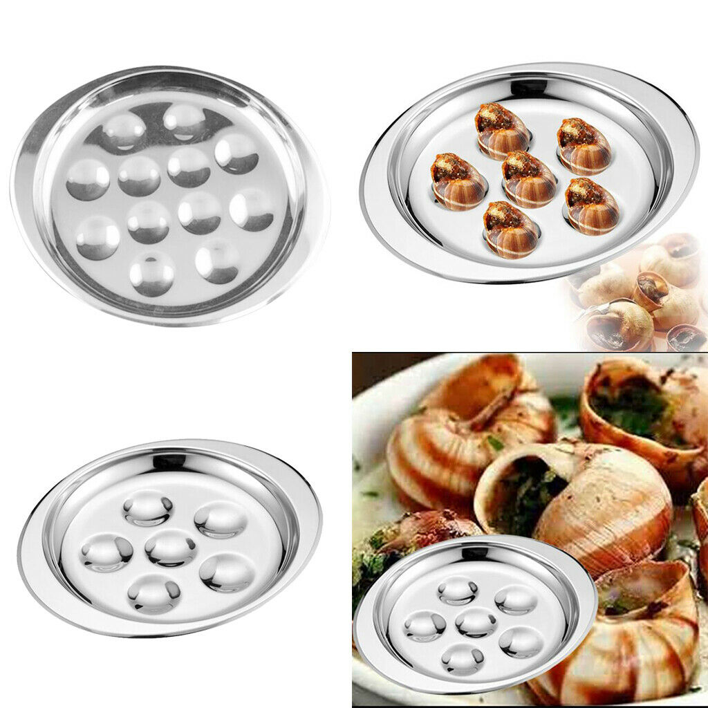 2x Stainless Steel French Escargot Baking Plate Mushroom Snail Dish Set