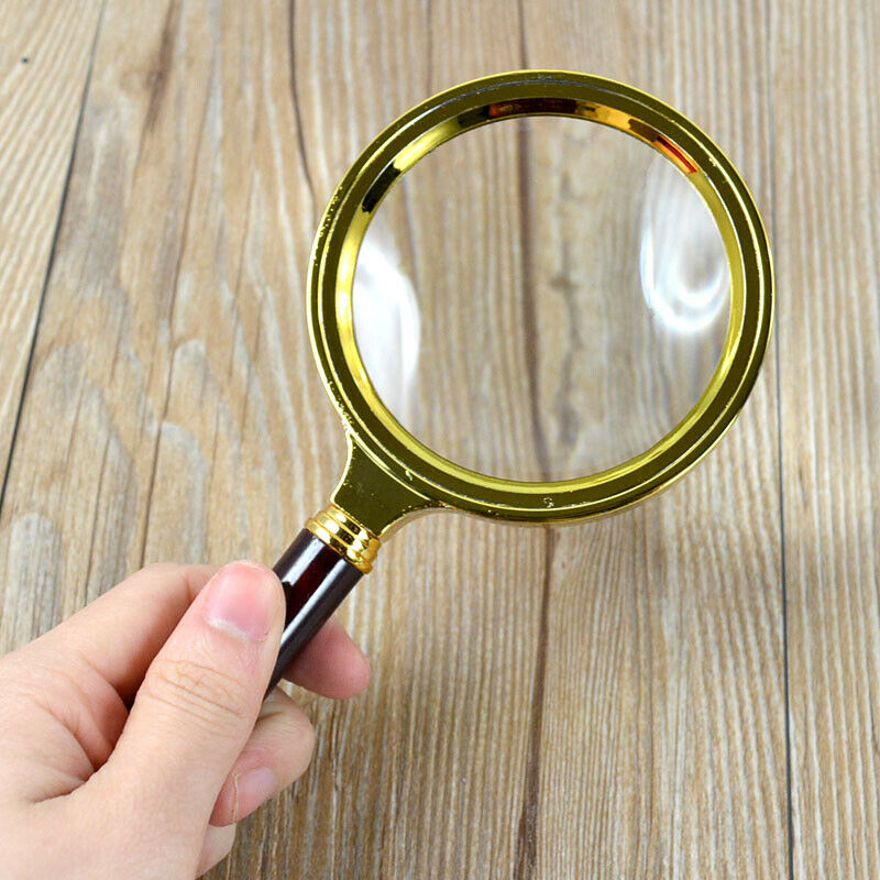 90mm Handheld 6X Wooden Handle Magnifier Magnifying Glass Loupe Reading Jewelry