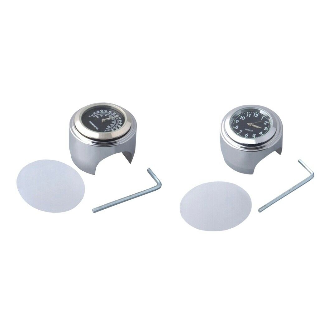 1Pcs 7/8" Waterproof Motorcycle Bike Handlebar Quartz Thermometer+Clock