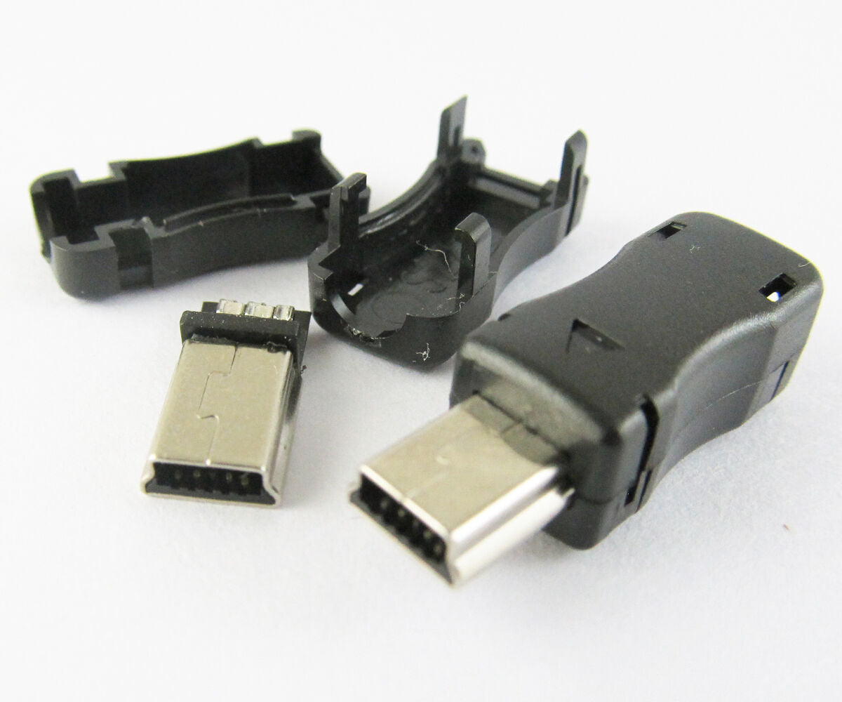 100sets USB Male Plug Socket Connector With Plastic Cover for DIY Mini 5pin