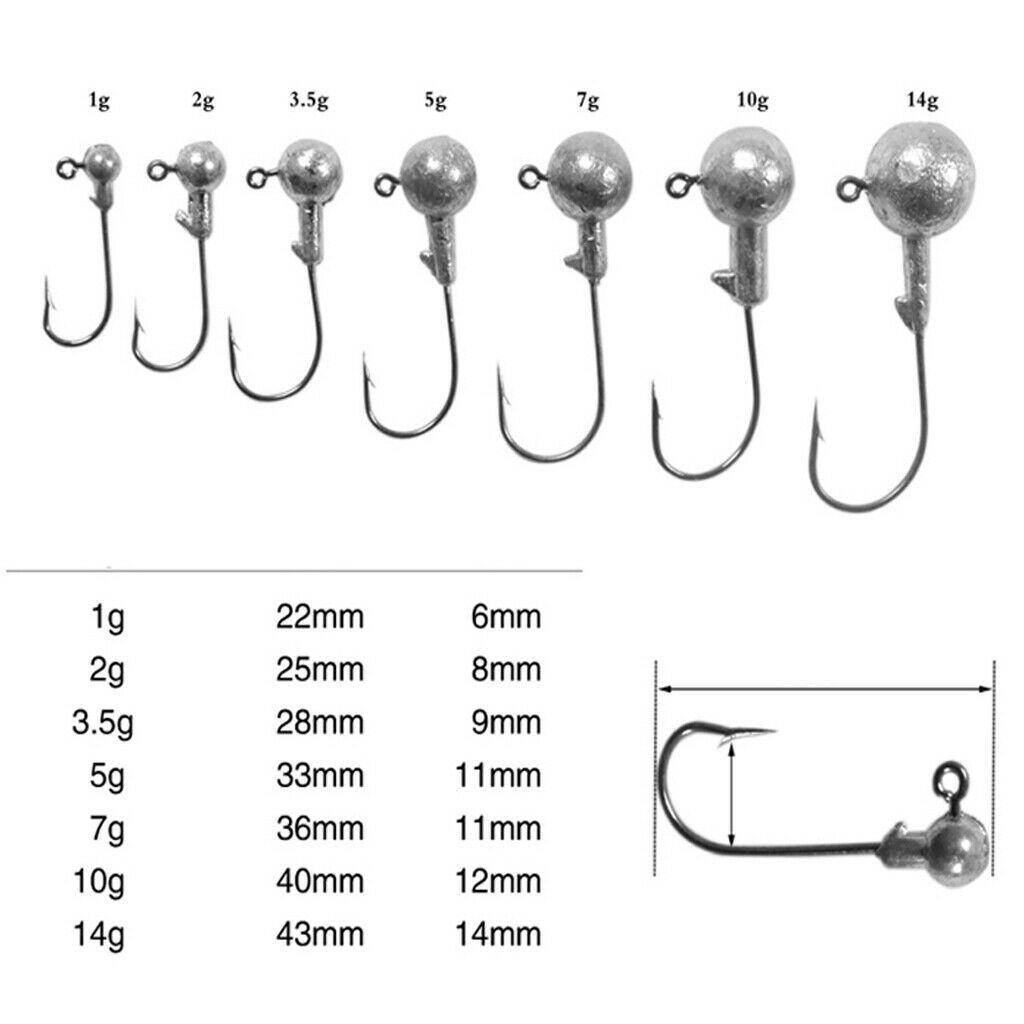 45pcs Lead Head Fishing Hooks Jigging Jig Hooks for Soft Worm Shrimp Lures
