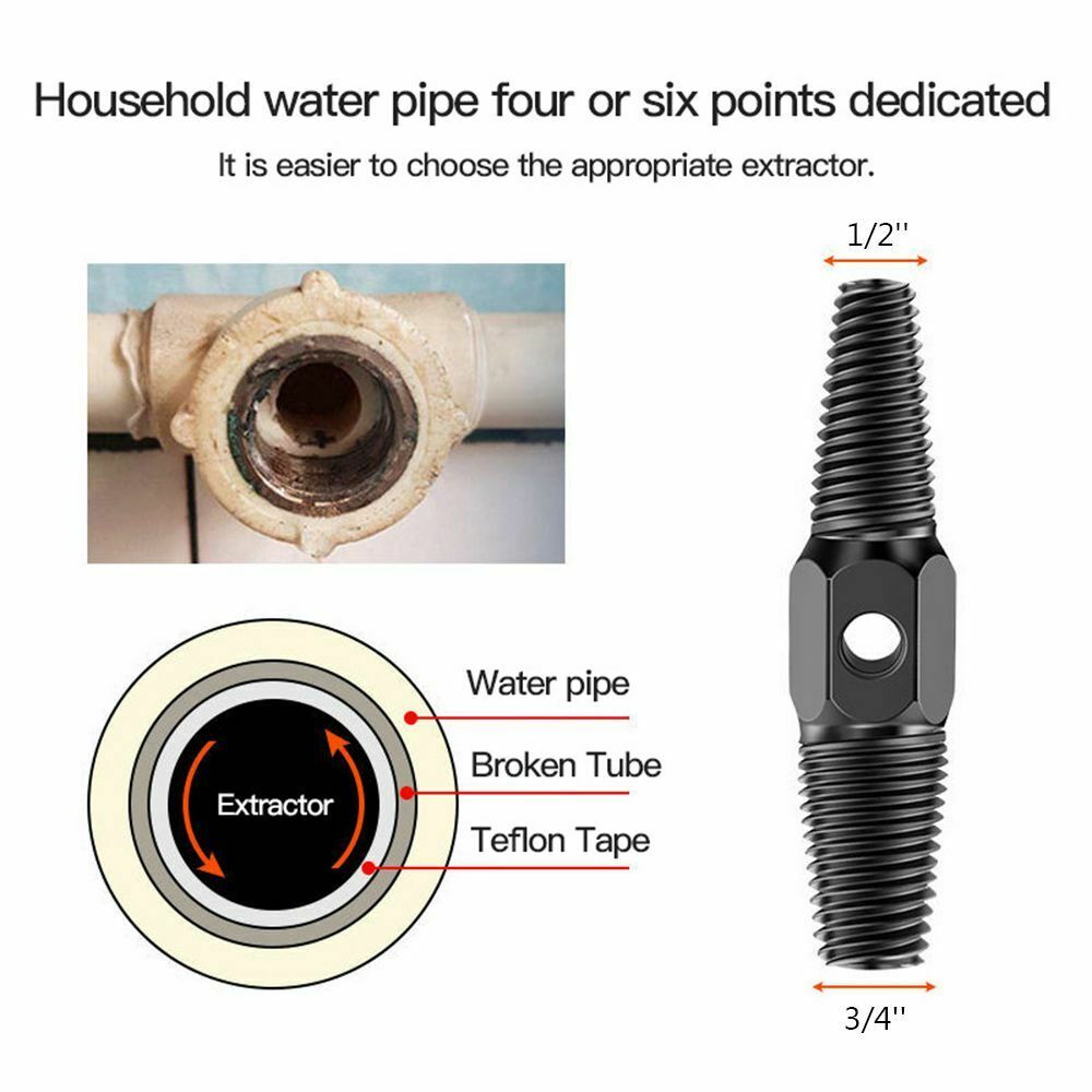 1/2'' 3/4'' Double Head Pipe Bolt Remover Damaged Screw Broken Wire Extractor