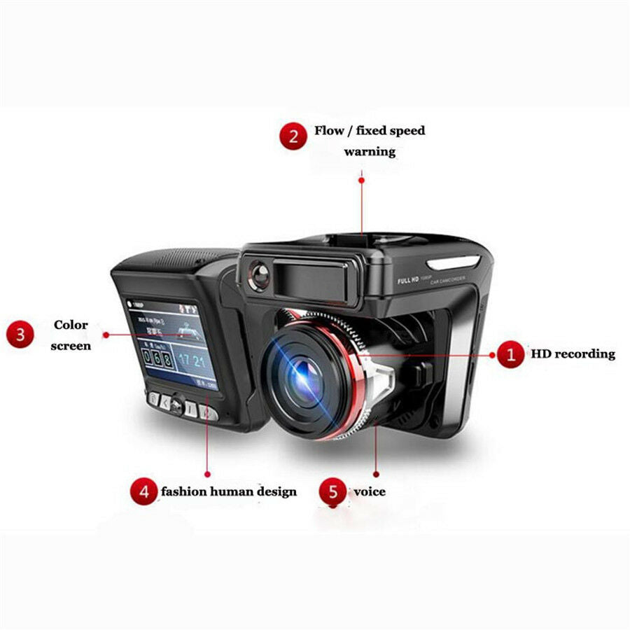 Car Radar Speed Detector Driving Recorder 2 In 1 Combo HD 1080P Dash Cam Camera