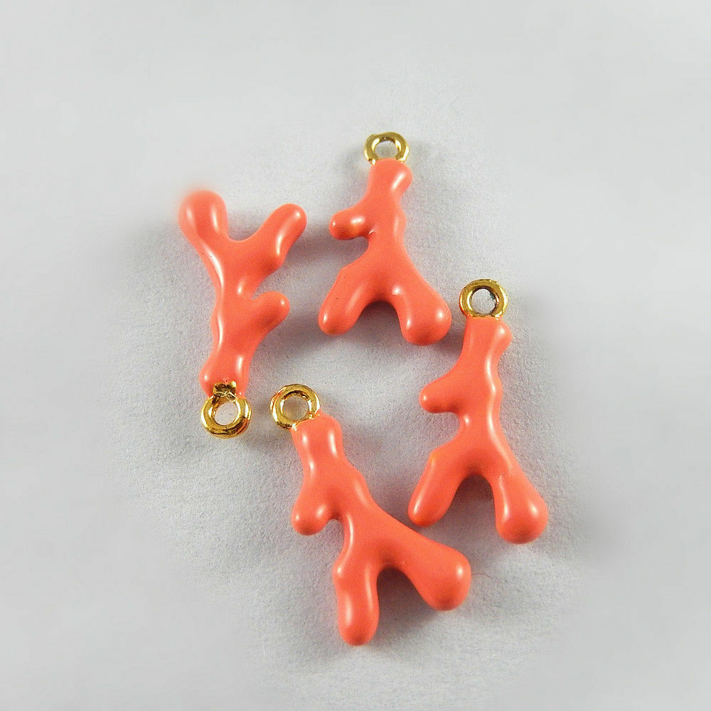 20 pcs Enamel Zinc Alloy Made Orange Tree Branch Charms Pendant Findings 52091