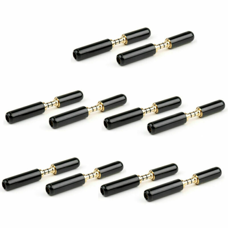 10 Set 3.5mm 4 Pole Stereo Audio( Male +Female) Plug Jack Connector Solder S AT2