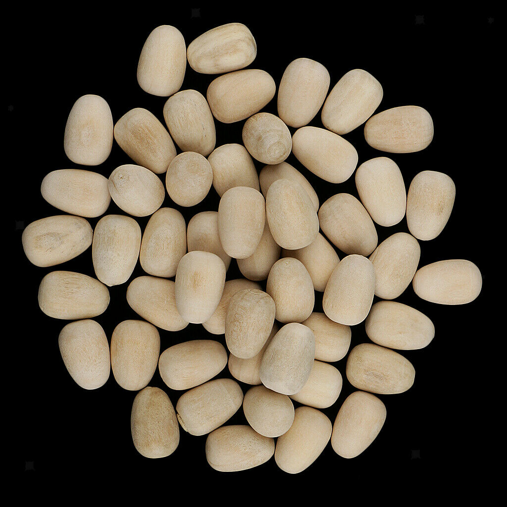 50pcs Mini WOODEN EGGS 100% Natural Wood for Easter Crafts Decorations Display