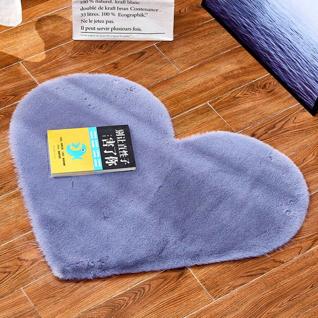 Heart Shaped Area Rug,Shaggy Plush Floor Mat for Bedroom,70x90cm Gray