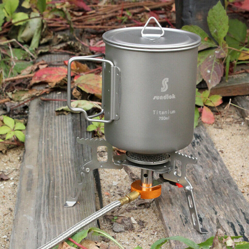 Titanium 750ml Pot, Ultralight Titanium Pot with Lid and Foldable Handle for