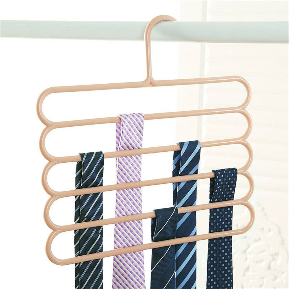 Pants Trousers Hanger Tie Scarf Belt Towel Non-Slip Hanger Storage Rack R.l8