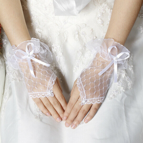 Lace/Voile Fingerless Wrist Length Fishnet Bridal/Evening/Party Gloves Style 009