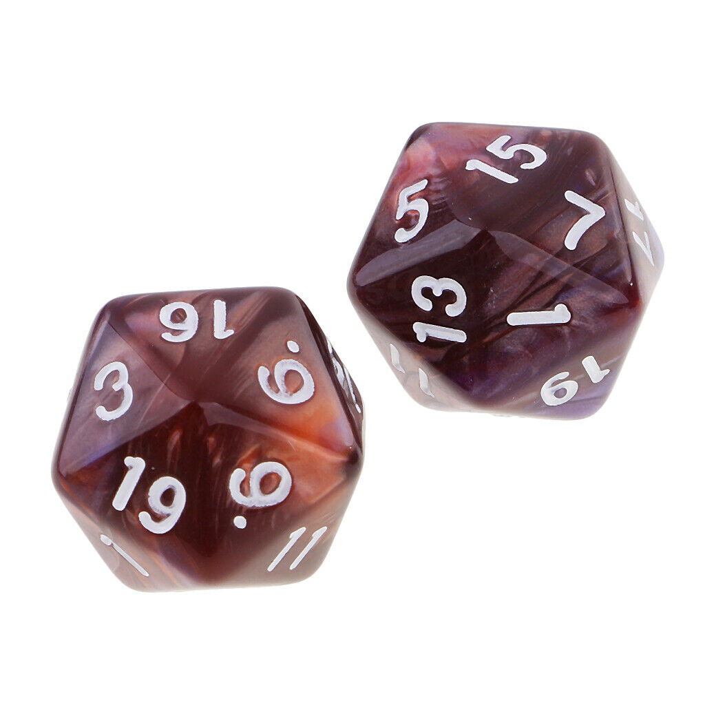 2X Set of D20 Polyhedral Dice for Roleplaying Game Party Supplies Purple Coffee
