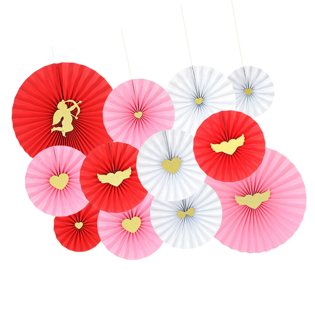 12 Pieces Mixed Cupid Tissue Paper Wheel Fans Flowers Photo Backdrop Wedding