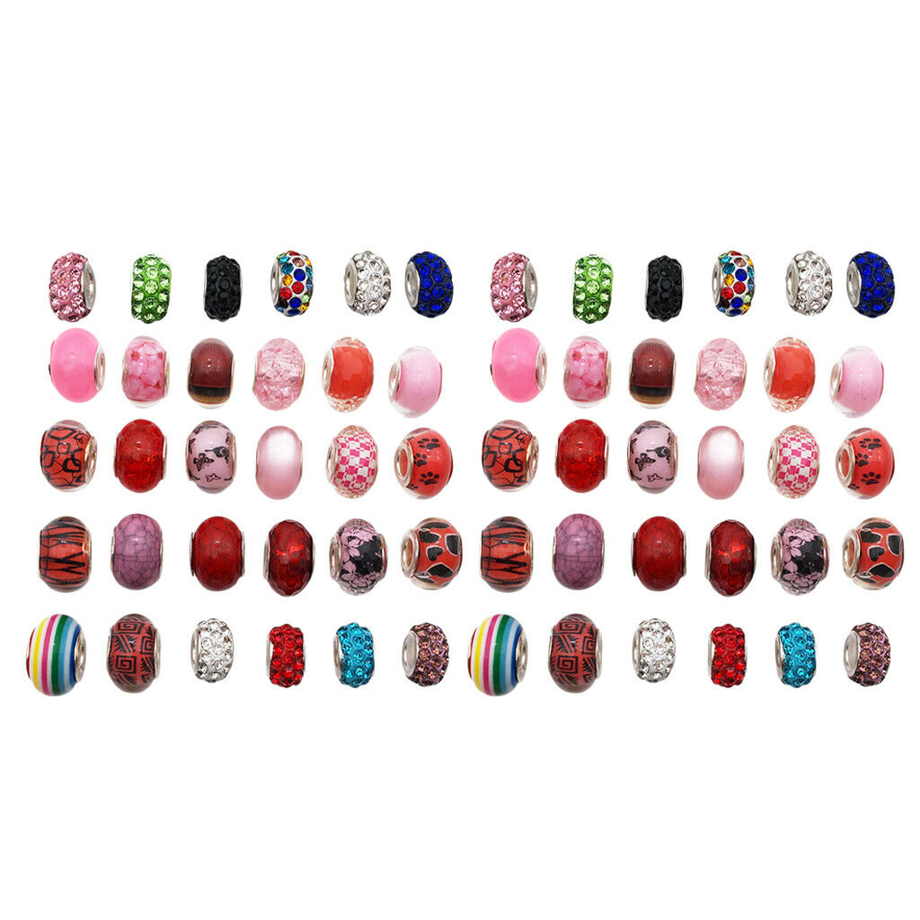 60x Colorful Glass Lampwork Beads Crafts Lampwork Murano Necklace Supplies