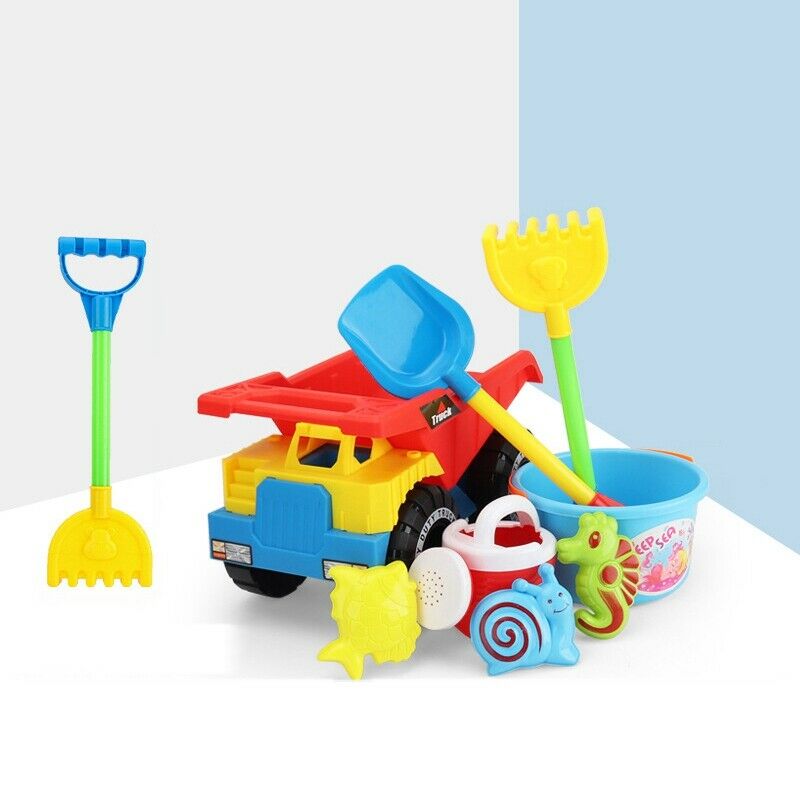 Kids Beach Sand Toys Set Sand Truck Bucket Shovels Rakes Tool Kit Sea AnimalW9T1