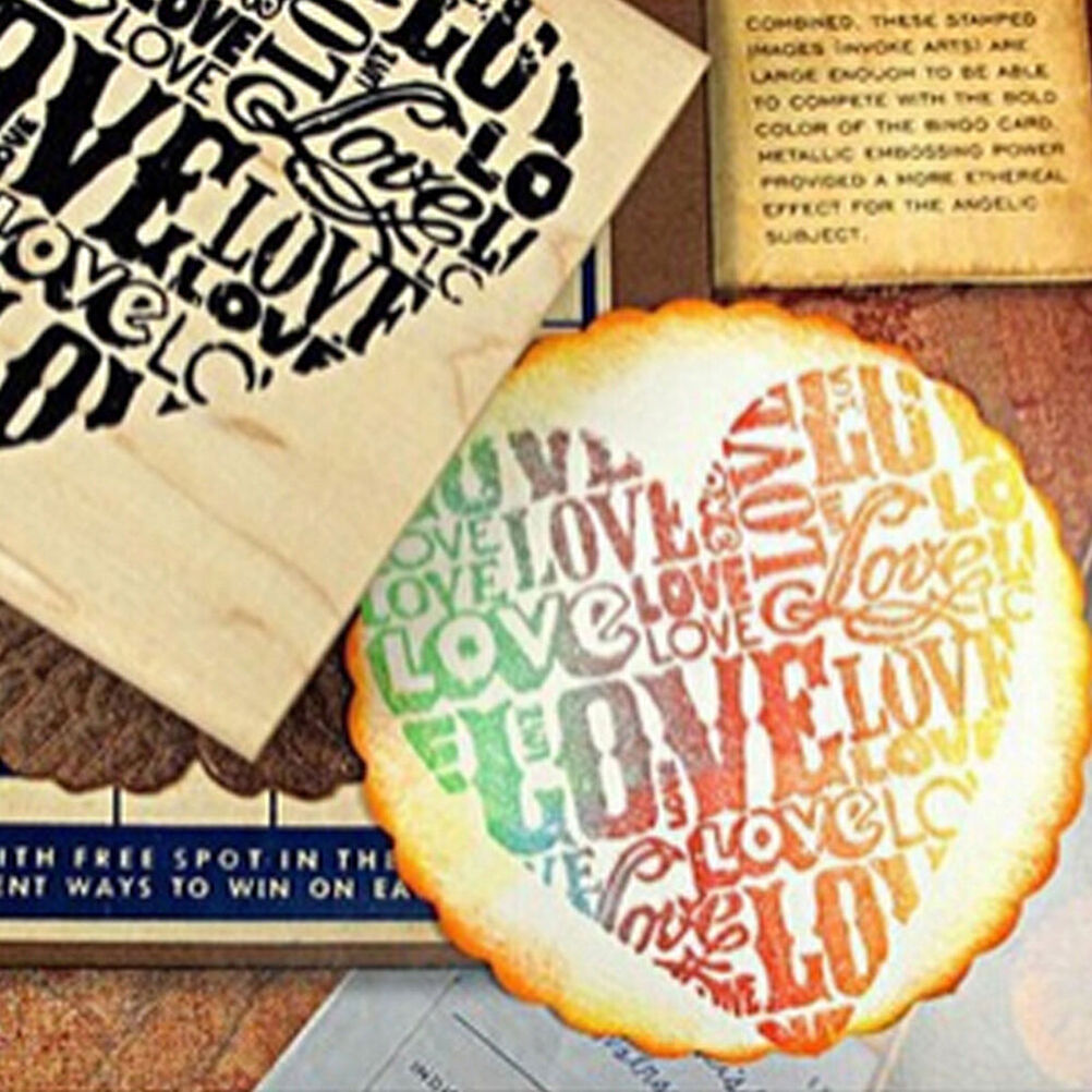 Wooden Rubber Love Heart Stamp For Diary Scrapbooking Card Making DIY Craft H Pb