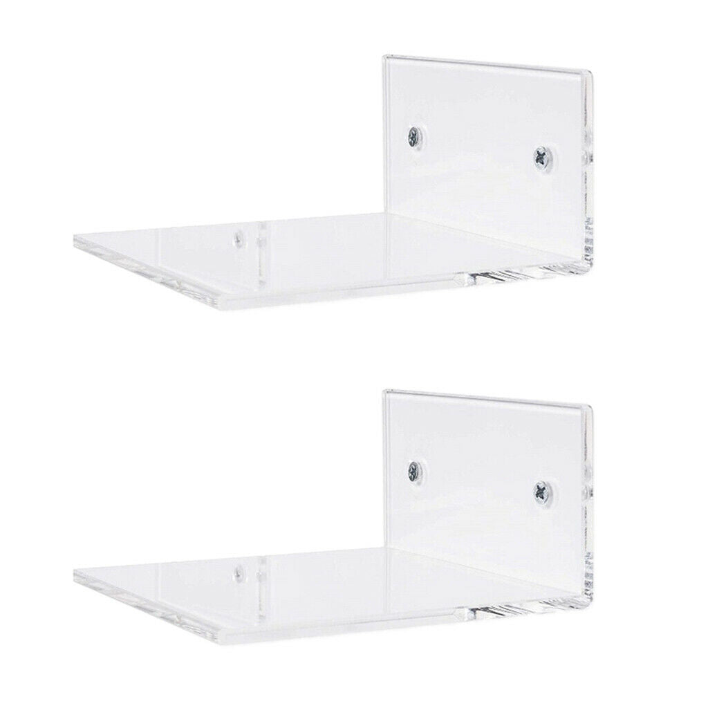 Set of 2 Kitchen Small Clear Floating Wall Shelves Organizer for Home Office