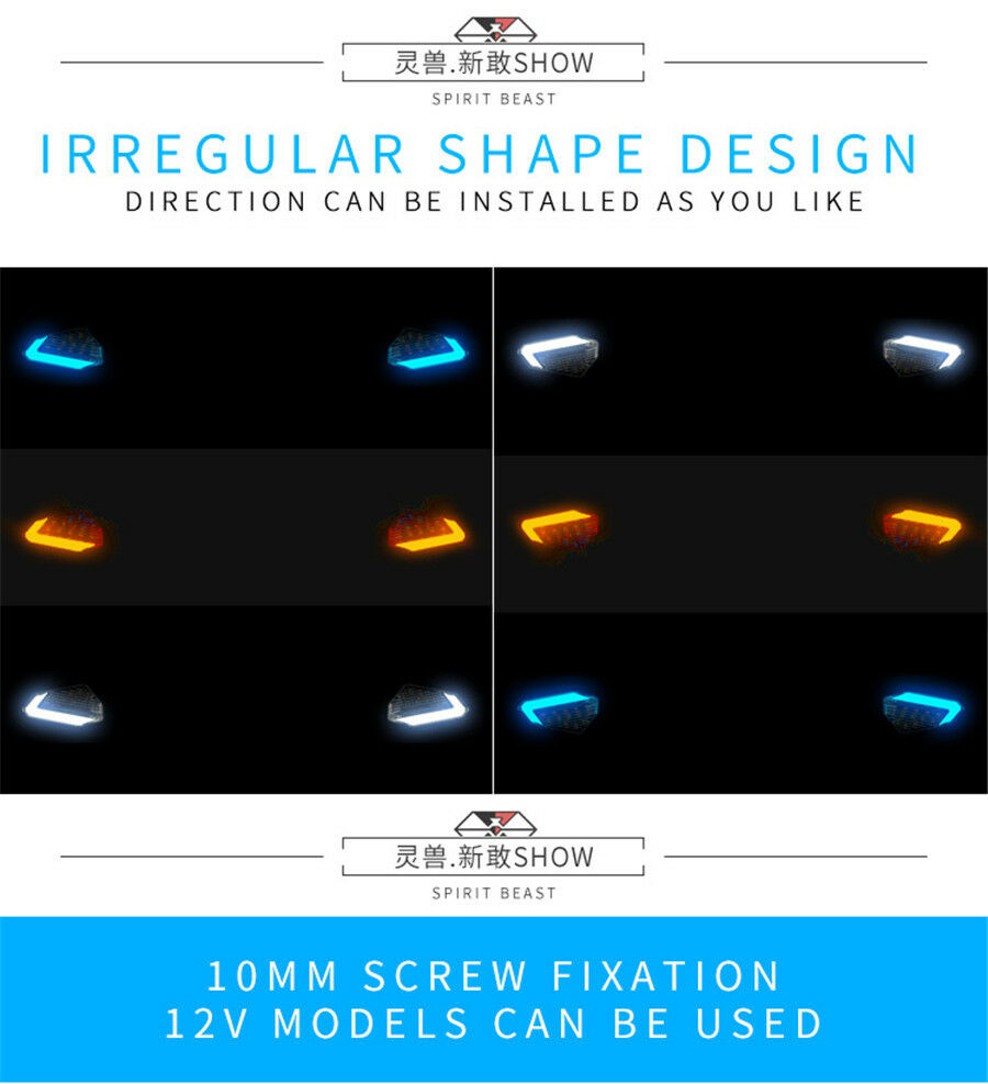 Dual Color Amber + Blue Motorcycle Turn Signal Light AND DRL Irregular Shape