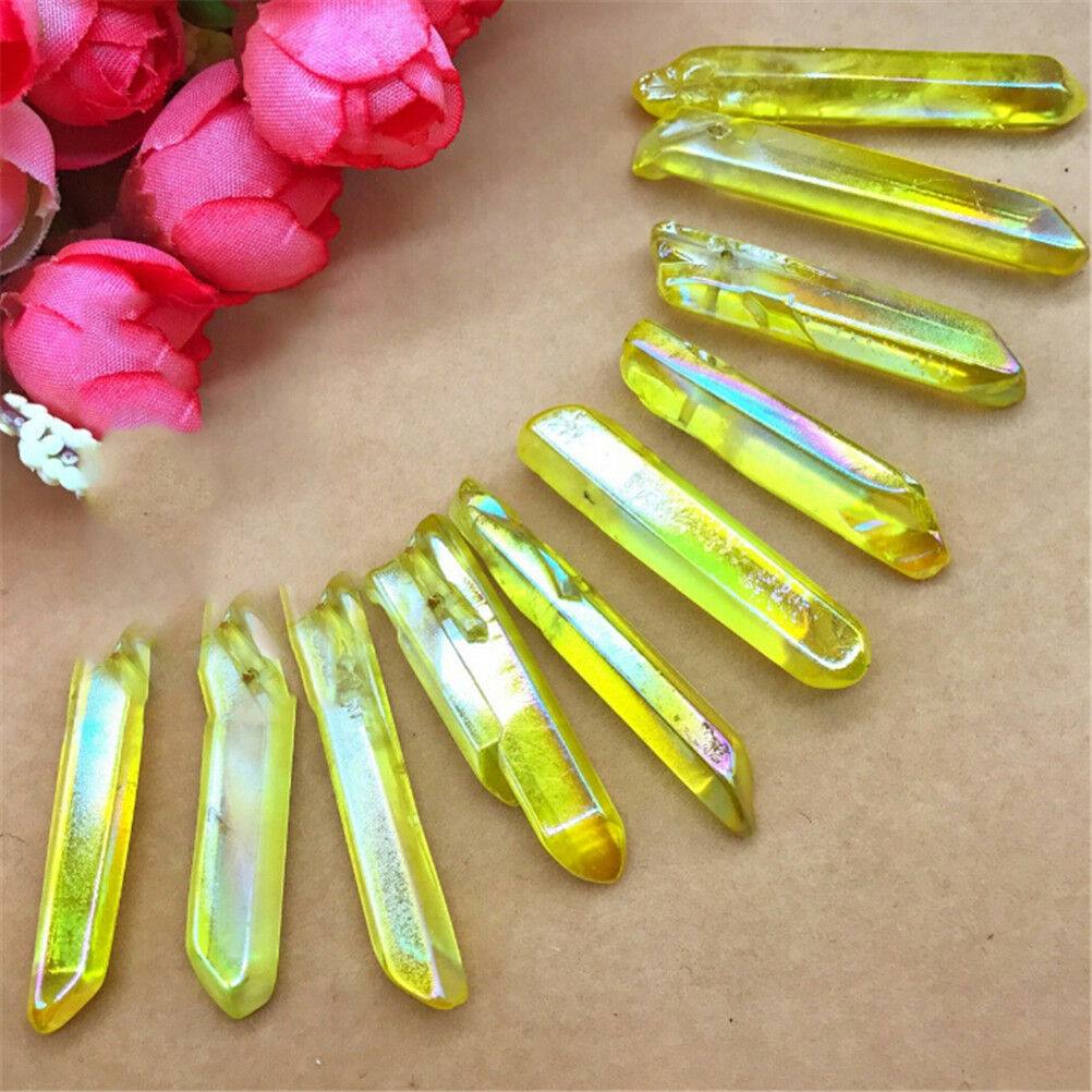 1PC Yellow Natural Quartz Crystal Stones Point Healing Treatment Stone Dec.l8