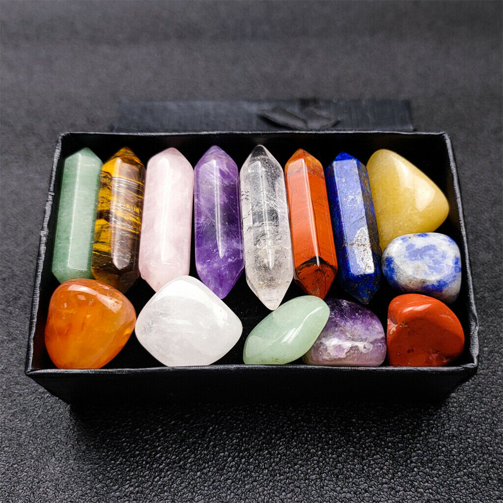 14x Tumbled Crystal Stone with Gift Box Quartz Energy Good Home Desk Decor