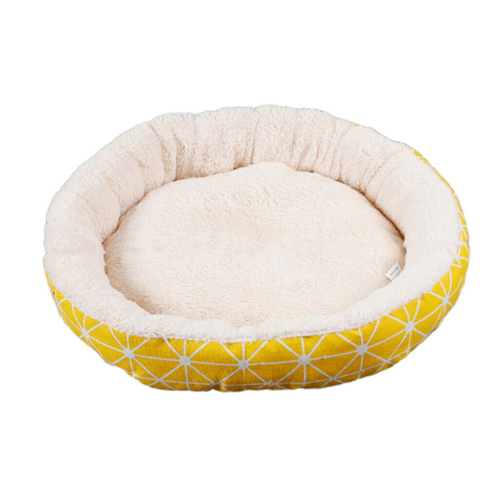Small Dog Sleeping Bed Cozy Comfortable Nest For Small Dog Cat Yellow Grid-L