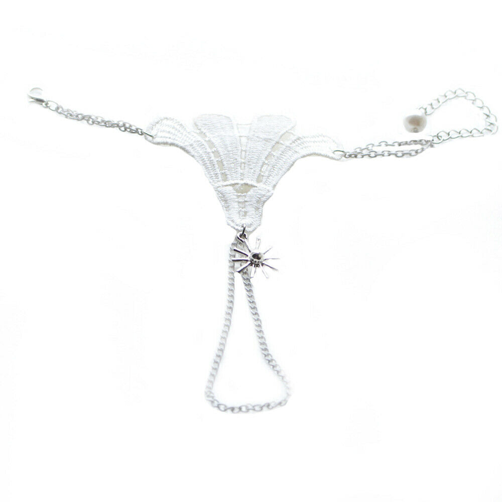 Retro Jewelry Gothic Lolita Bangle White Lace Flower Bracelet Chain Ring