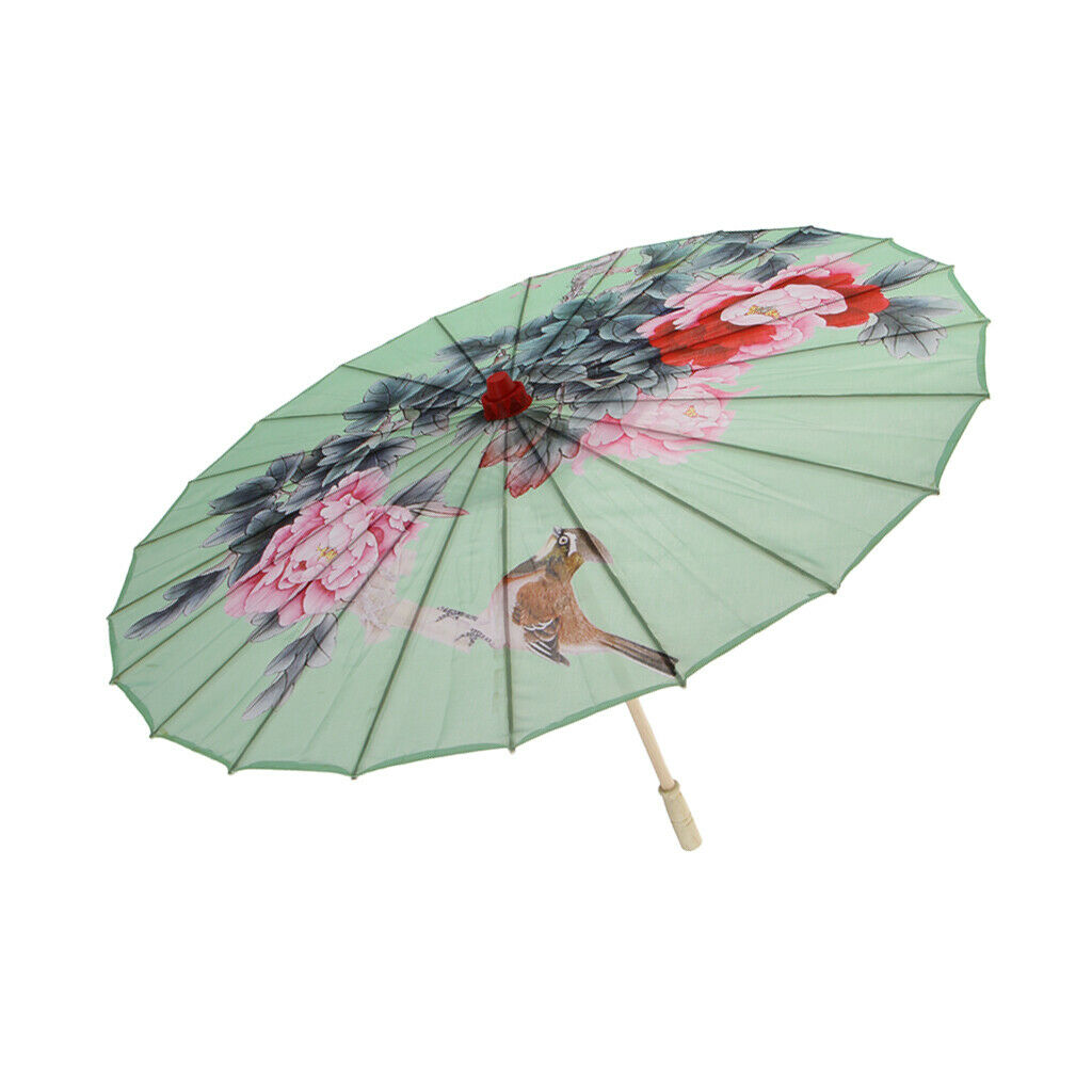 Silk Parasol (33-Inch, Peony) - Chinese/Japanese Paper Umbrella for Weddings and