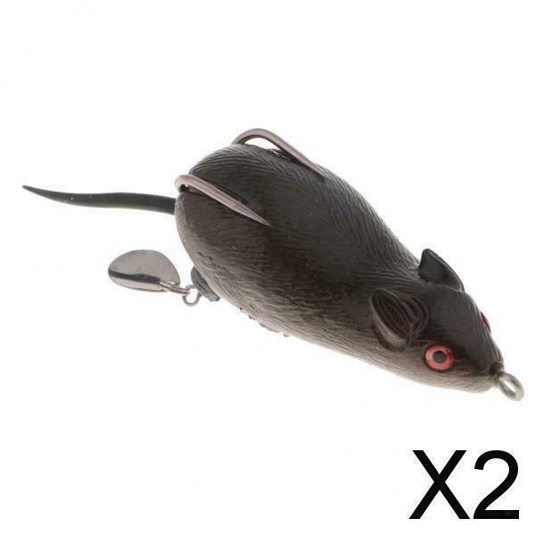 2X Mouse Fishing Lure Hollow Body Frog Topwater Baits For Bass Pike Snakehead