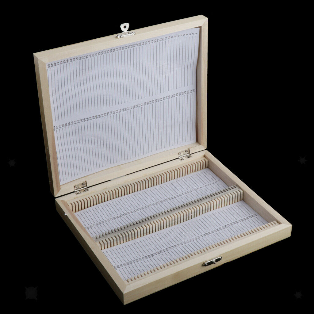 Microscope Slides Wood Case Box Cabinet Holder Storage Kit for 100pcs Slides