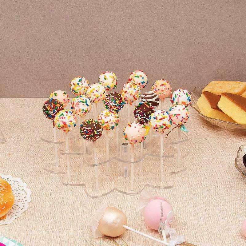 19 Holes Flower Shaped Acrylic Lollipop Holder Stand Candy Clear Display Rack
